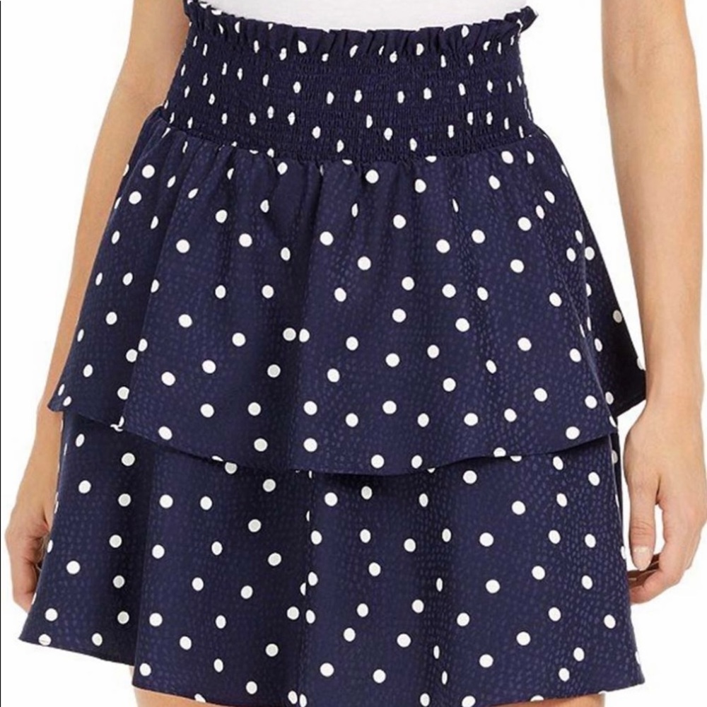 MAISON JULES Navy Polka Dot Ruffle Mini Skirt